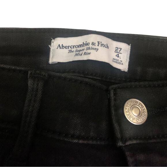 Abercrombie & Fitch Washed Out Black Super Skinny Mid Rise Jeans Size 27 / 4 Y2K - Picture 5 of 12